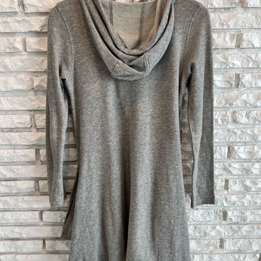 Kensie Quarter Button Jersey Dress Light Gray Drape Pockets Hood - Picture 5 of 8